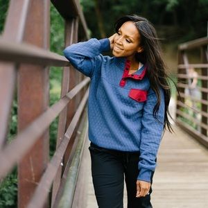 Zyia Quilted snap pocket sweatshirt - blue medium